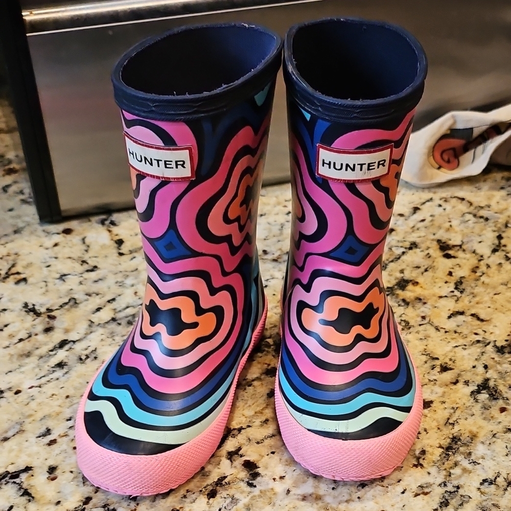 Hunter Kids UK6 US7 Psychodelic Pink Rsin Boots